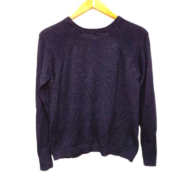 Athleta Uplands Navy Blue Cotton Blend Knit Side Zip Crewneck Sweater Size M - Picture 6 of 14